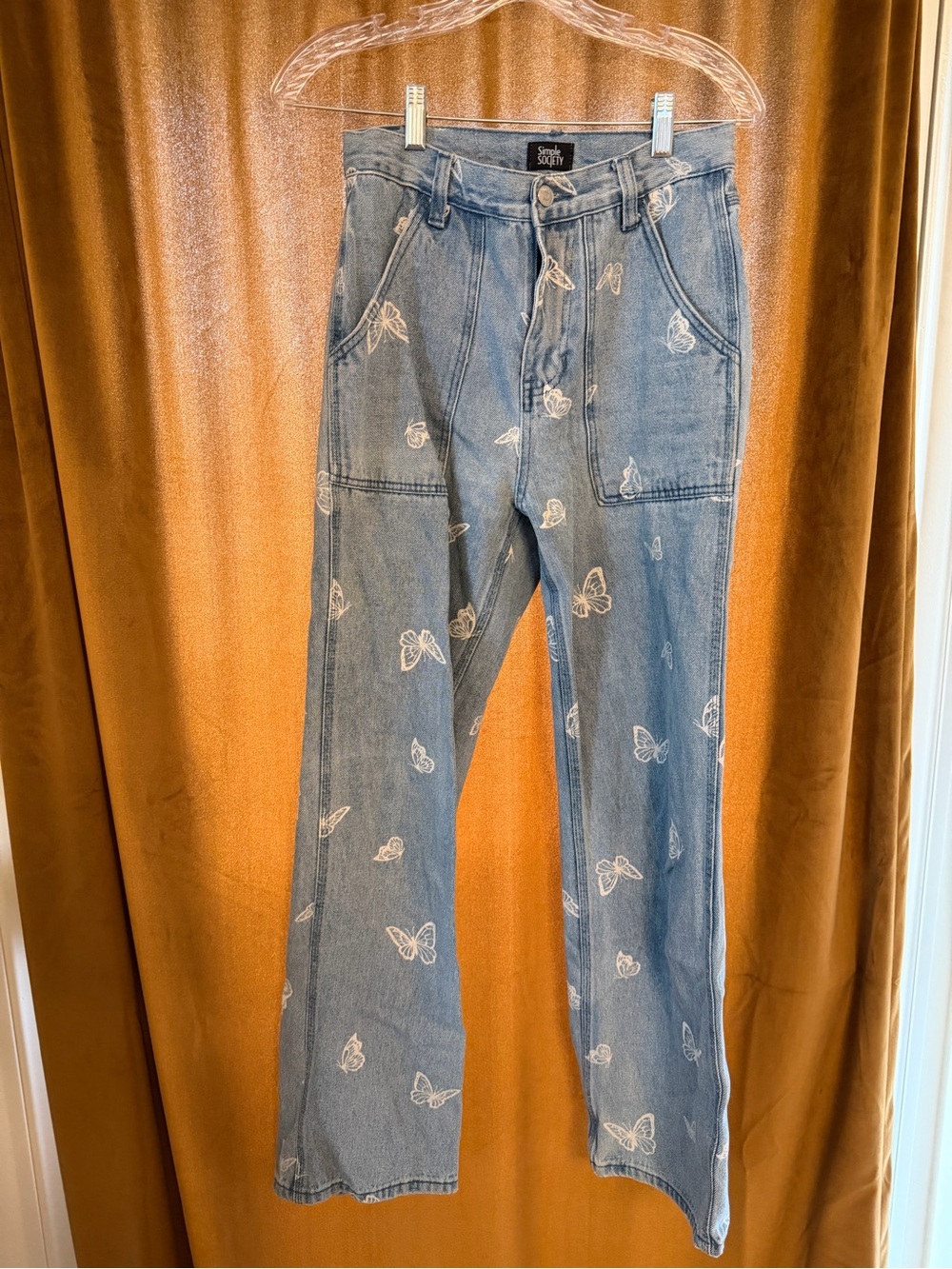 Butterfly-Print Vintage Women’s Jeans